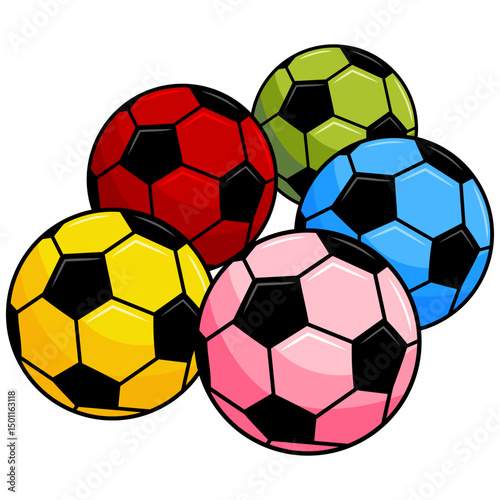 Colorful Soccer Ball Football Doodle Drawing Illustration Vector Art