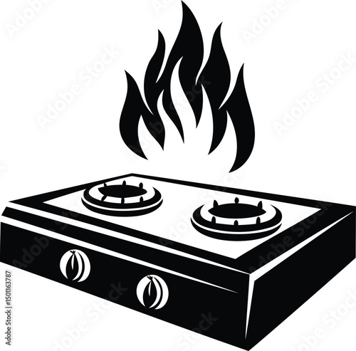 High and premium quality burner portable gas stove vector illustration, burner portable gas stove silhouette vector icon design, burner portable gas stove isolated line art vector