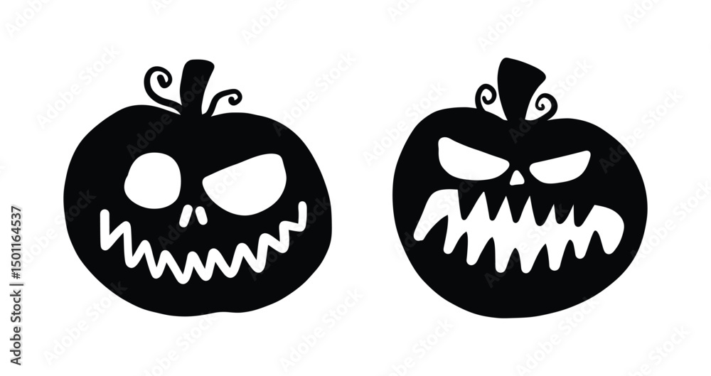 Fototapeta premium Vector Flat halloween pumpkins collection