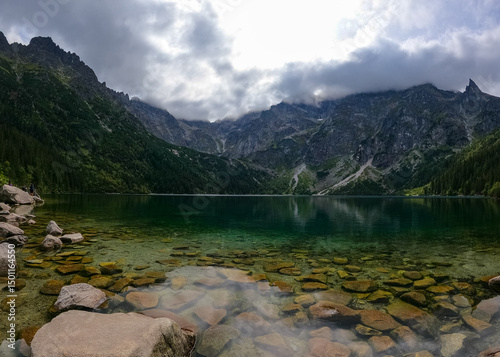 Fototapeta Naklejka Na Ścianę i Meble -  mountain lake mountain peak Morskie Oko Zakopane Poland view landscape