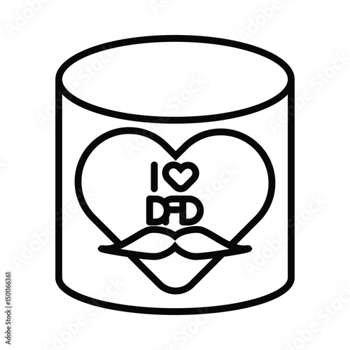 Fun drink glass icon with “Dad” label, great for party-themed or celebration Father’s Day designs and graphics.