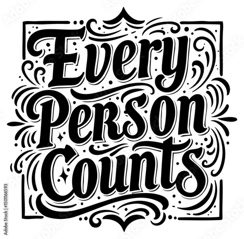 Motivational quote graphic in a classic serif font with decorative flourishes. Inspiring message about the value of each individual in a simple, clean design.