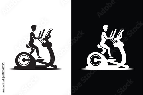 Elliptical Exercise Icon Clean Monochrome Silhouette Vector Design.