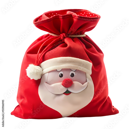 Santa Claus Gift Bag: Red Christmas Present Sack with Santa Face