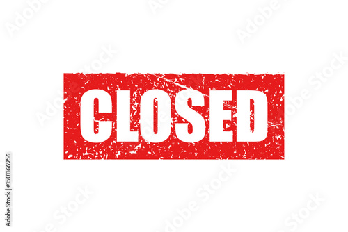 Closed red stamp on white background