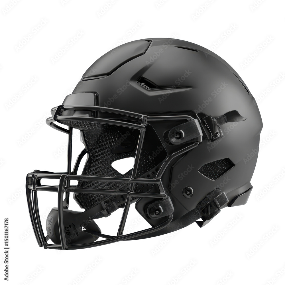Fototapeta premium Matte black sport helmet isolated on transparent PNG background