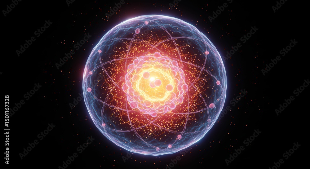 Obraz premium Glowing Atom Structure