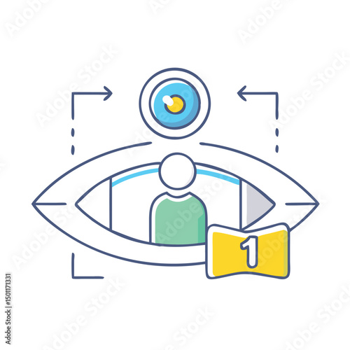A person inside a visual target with an eye and number one