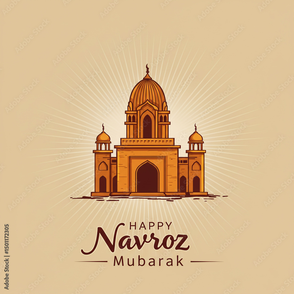 Fototapeta premium Happy Navroz Mubarak Mosque Illustration