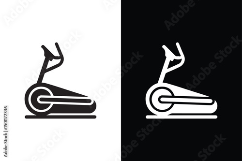Elliptical Trainer Silhouette Vector Icon Black and White Gym Equipment.