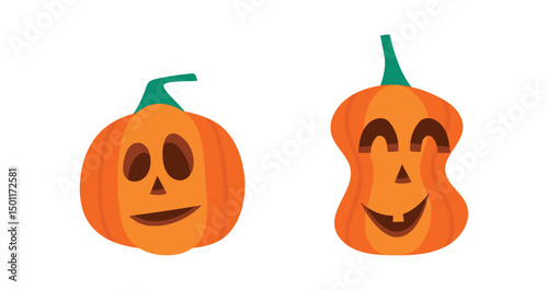 Vector Flat halloween pumpkins collection