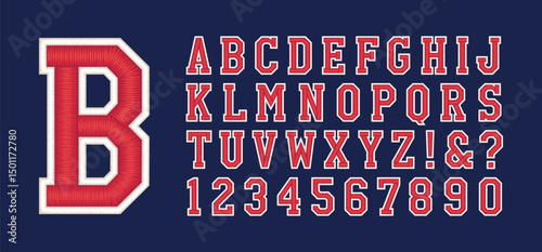 Classic college font. Vintage sport font in american style for football, baseball or basketball logos and t-shirt. Athletic department typeface, varsity style font. Vector	