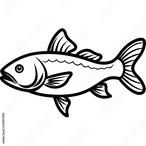 Minimal Coelacanth Vector on White Background