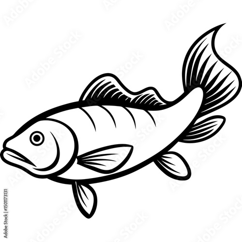 Minimal Coelacanth Vector on White Background