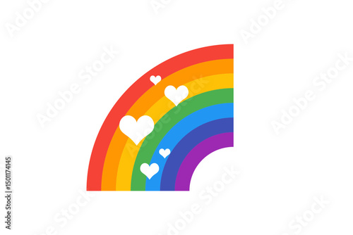 Colorful rainbow heart flat icon for apps and websites, Vector illustration 