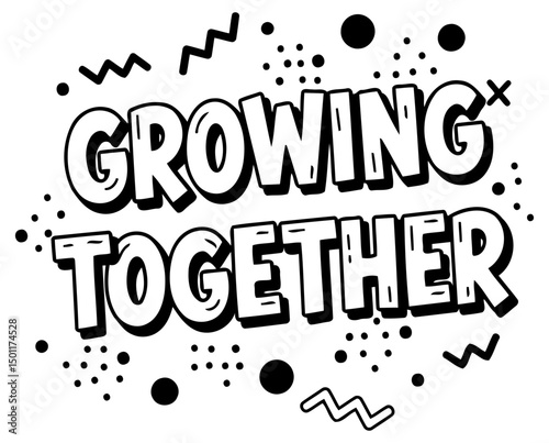 Motivational quote graphic with no specific demographic in a bold, stylized font, featuring abstract shapes and dots in a clean, modern style. Positive message displayed on a white background.