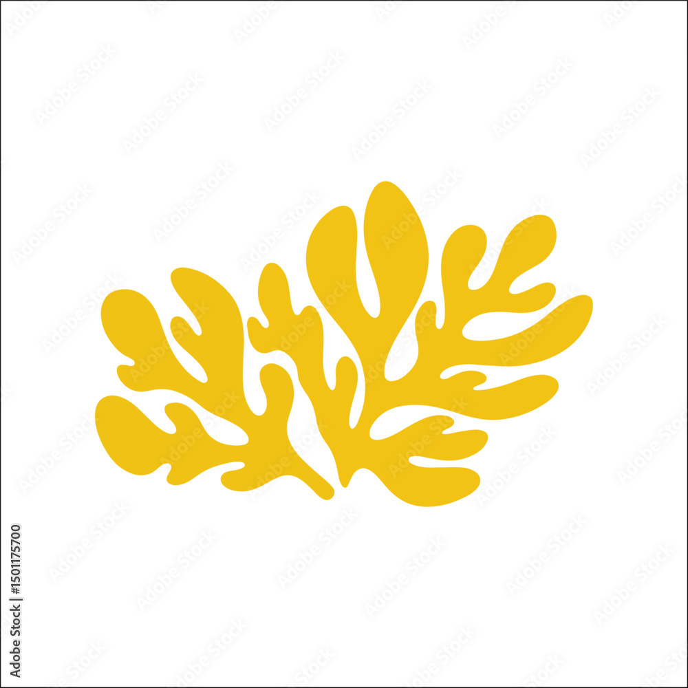 Fototapeta premium Yellow coral reef vector illustration with abstract ocean plant design for underwater nature decoration themes artwork