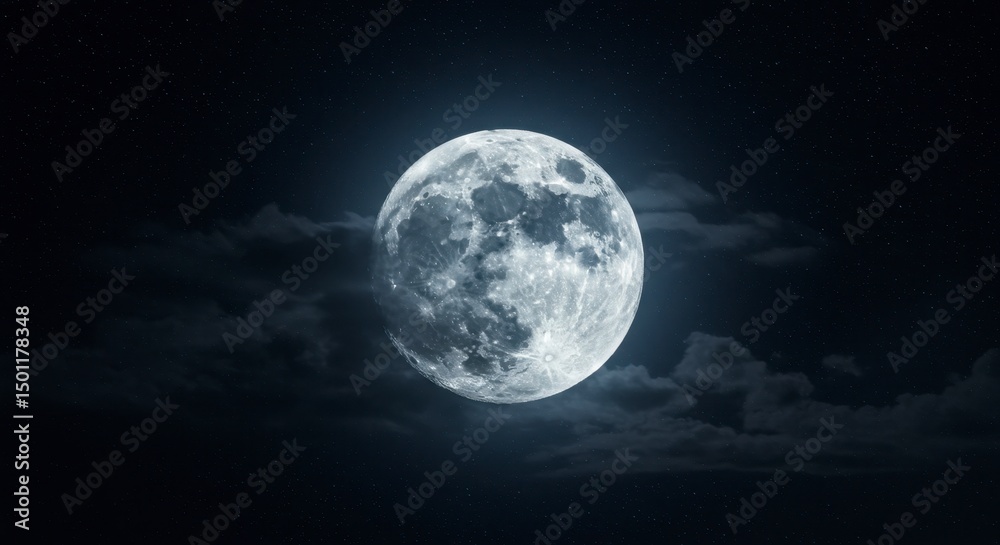 Fototapeta premium Full moon night sky clouds