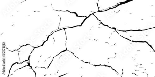 Cracked earth. Structure of cracking. The cracks concrete texture white and black. racks background, cracks texture, grunge background. Cracks in a wall background. Crack Texture. 