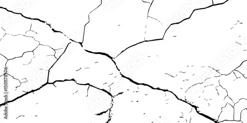 Cracked earth. Structure of cracking. The cracks concrete texture white and black. racks background, cracks texture, grunge background. Cracks in a wall background. Crack Texture. 