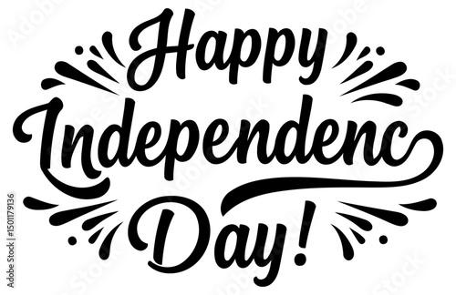 Happy Independence Day graphic design with no demographic details in a simple, decorative, and celebratory graphic style.