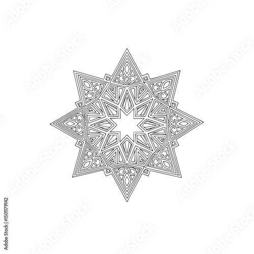 Intricate StarShaped Mandala Design with Detailed Patterns