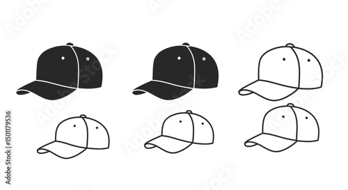 set of black Baseball hat logo icon design vector illustration