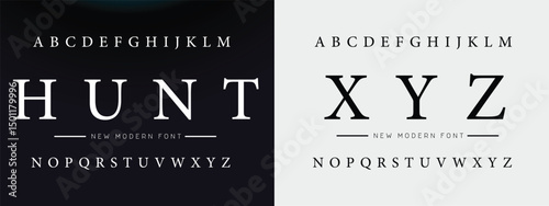 Elegant font alphabet uppercase lowercase and number. Classic lettering minimal fashion designs. Typography modern serif fonts regular decorative vintage concept. Vector illustration