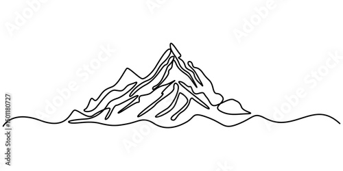 mountain continuous one line drawing, Mountains landscape view. Continuous one line drawing, Minimalist mountain continuous single line drawing. Continuous one line drawing of mountain range. 