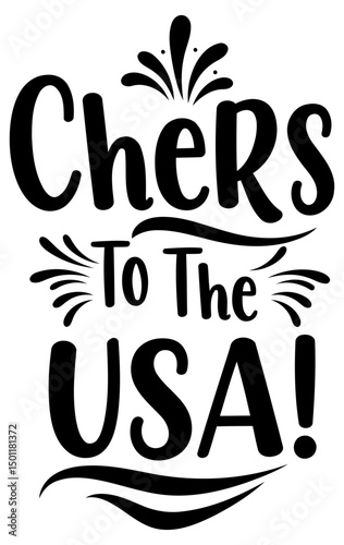 Cheers to the USA graphic design, no demographic details, no clothing/setting, no action/pose, no location/background detail, no demographic + professional role, no specific location.