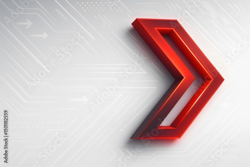 Silver metal 3D red with to the right arrow symbol for business growth success concept illustration.