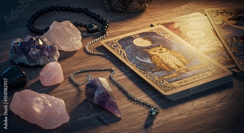 Spiritual tools for energy healing: pendulum, crystals, and tarot cards