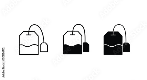 Tea bag icons set. Teabag icon. Vector illustration.