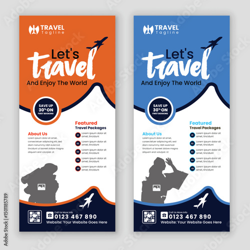 Travel agency Rack Card, Dl Flyer roll up banner, brochure Template, Tour Poster, Leaflet  handbill and Design Template