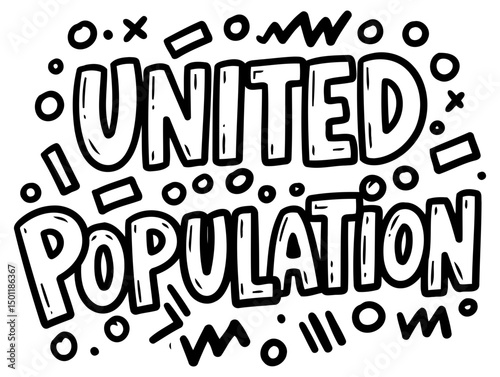 United Population graphic design with no demographic details in a simple graphic setting. Graphic illustration with no specific action or pose.
