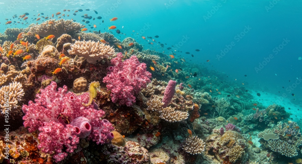 Fototapeta premium Colorful underwater coral reef scene
