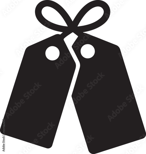 Silhouette vector of gift tags with ribbon, perfect for holiday packaging, Christmas gifts, festive designs, and seasonal decoration projects.