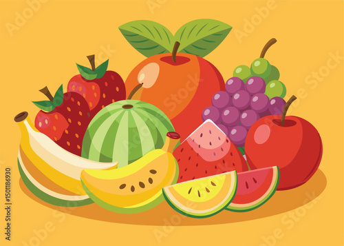 Fruit Vector Icon Set , There are Fruit Icons of Apple, Orange, Pineapple, Mango, strawberry, Blueberry, Watermelon, Banana and More.