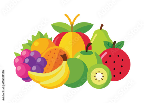 Fruit Vector Icon Set , There are Fruit Icons of Apple, Orange, Pineapple, Mango, strawberry, Blueberry, Watermelon, Banana and More.