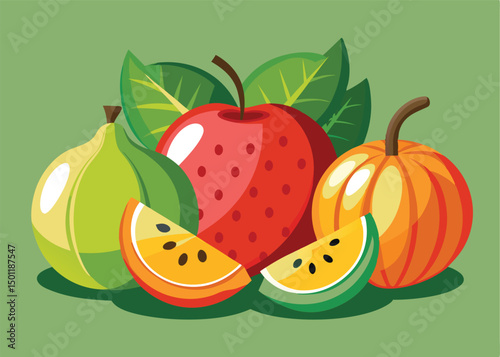 Fruit Vector Icon Set , There are Fruit Icons of Apple, Orange, Pineapple, Mango, strawberry, Blueberry, Watermelon, Banana and More.