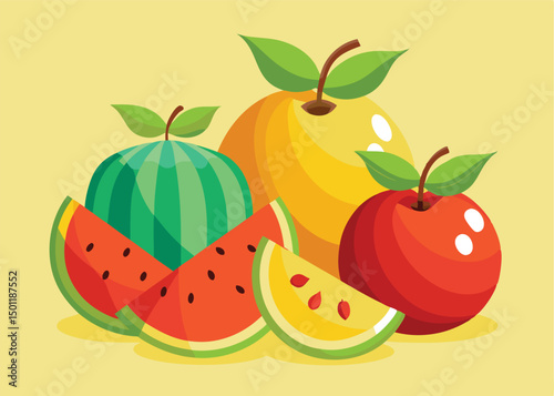 Fruit Vector Icon Set , There are Fruit Icons of Apple, Orange, Pineapple, Mango, strawberry, Blueberry, Watermelon, Banana and More.