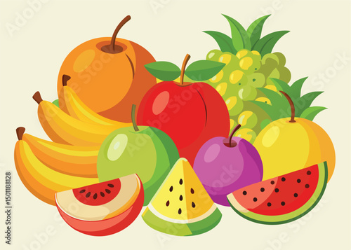 Fruit Vector Icon Set , There are Fruit Icons of Apple, Orange, Pineapple, Mango, strawberry, Blueberry, Watermelon, Banana and More.