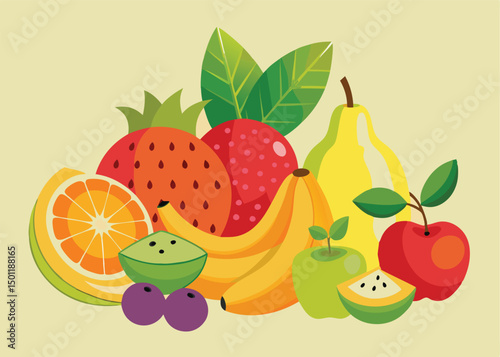 Fruit Vector Icon Set , There are Fruit Icons of Apple, Orange, Pineapple, Mango, strawberry, Blueberry, Watermelon, Banana and More.