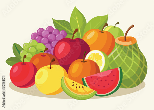 Fruit Vector Icon Set , There are Fruit Icons of Apple, Orange, Pineapple, Mango, strawberry, Blueberry, Watermelon, Banana and More.