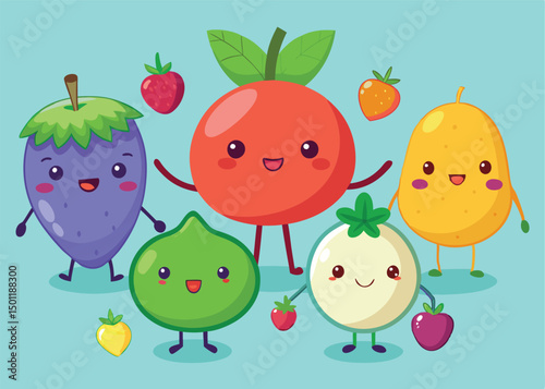 Fruit Vector Icon Set , There are Fruit Icons of Apple, Orange, Pineapple, Mango, strawberry, Blueberry, Watermelon, Banana and More.