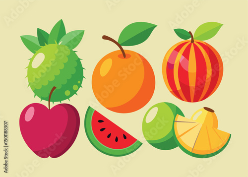 Fruit Vector Icon Set , There are Fruit Icons of Apple, Orange, Pineapple, Mango, strawberry, Blueberry, Watermelon, Banana and More.