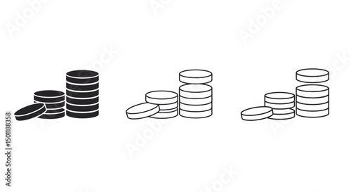 Stack of coins icon set isolated on white background.money icon vector illustration