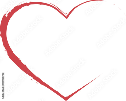 Half Heart Brush Stroke – Grunge Red Painted Love Symbol Vector
