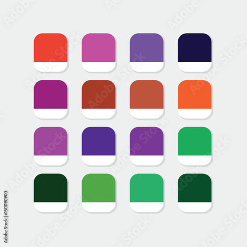 Color palette with sixteen colorful squares