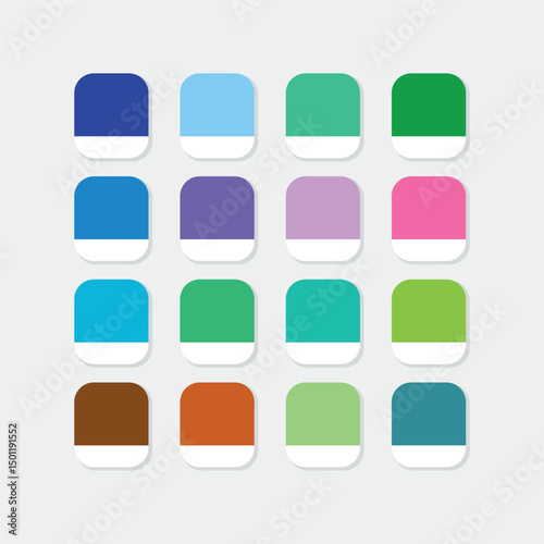 Color Palette with Sixteen Rounded Color Blocks